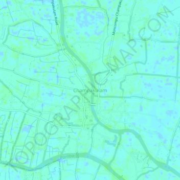 Topografische Karte Champakulam, Höhe, Relief