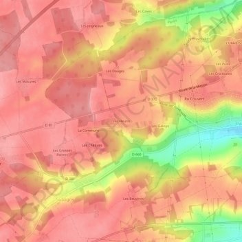 Topografische Karte Les Fleuris, Höhe, Relief