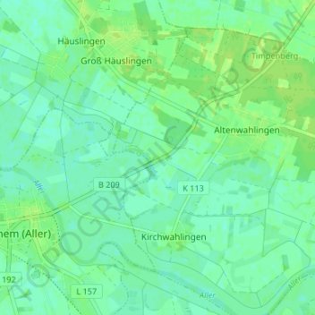 Topografische Karte Rethemer Fähre, Höhe, Relief
