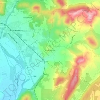 Topografische Karte Les Colombis, Höhe, Relief