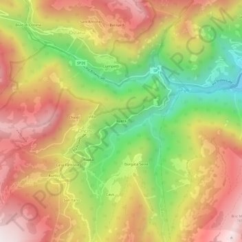 Topografische Karte Ruera, Höhe, Relief