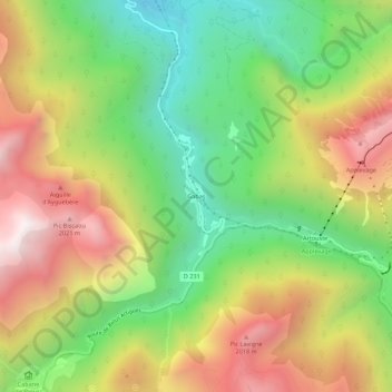 Topografische Karte Gabas, Höhe, Relief