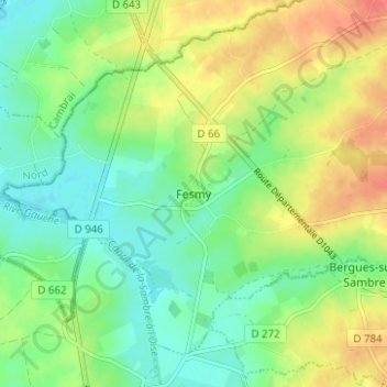 Topografische Karte Fesmy, Höhe, Relief