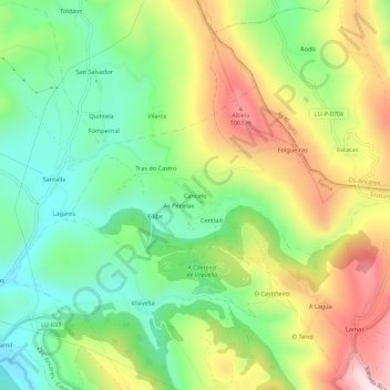 Topografische Karte Cancelo, Höhe, Relief
