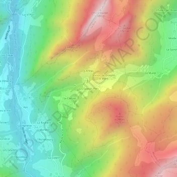 Topografische Karte Les Grands Prés, Höhe, Relief