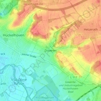 Topografische Karte Doveren, Höhe, Relief