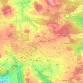 Topografische Karte Gföhleramt, Höhe, Relief