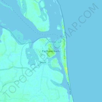 Topografische Karte Pazhaverkadu, Höhe, Relief