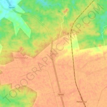 Topografische Karte Piprai, Höhe, Relief