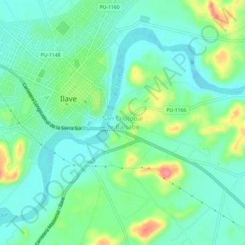 Topografische Karte San Cristobal de Balsabe, Höhe, Relief