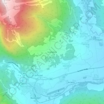 Topografische Karte Faningberg, Höhe, Relief