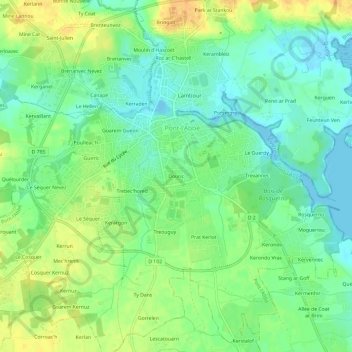 Topografische Karte Douric, Höhe, Relief