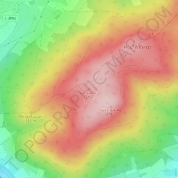 Topografische Karte Wollenberg, Höhe, Relief