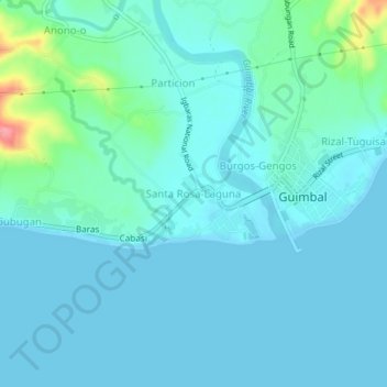 Topografische Karte Santa Rosa‑Laguna, Höhe, Relief