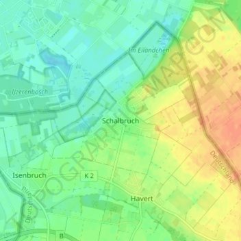 Topografische Karte Schalbruch, Höhe, Relief