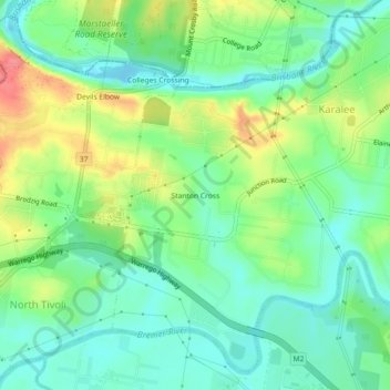 Topografische Karte Stanton Cross, Höhe, Relief