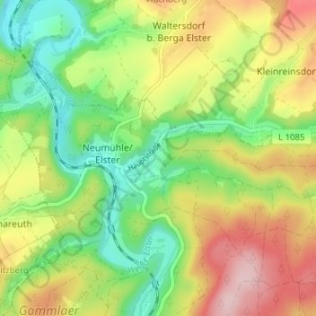 Topografische Karte Grüne Eiche, Höhe, Relief