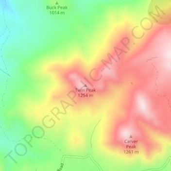 Topografische Karte Twin Peak, Höhe, Relief