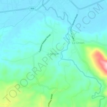 Topografische Karte Lawigan, Höhe, Relief