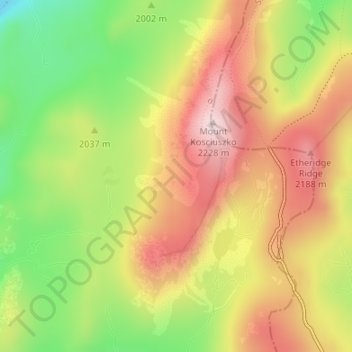 Topografische Karte Australian Alps, Höhe, Relief