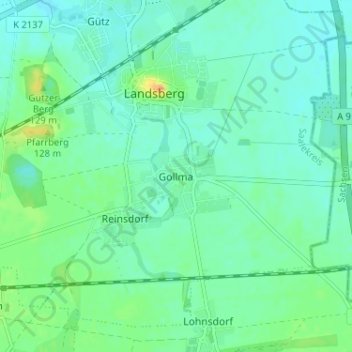 Topografische Karte Gollma, Höhe, Relief