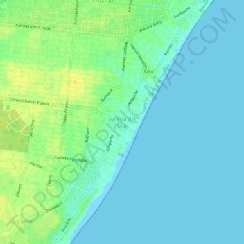 Topografische Karte Valeria del Mar, Höhe, Relief