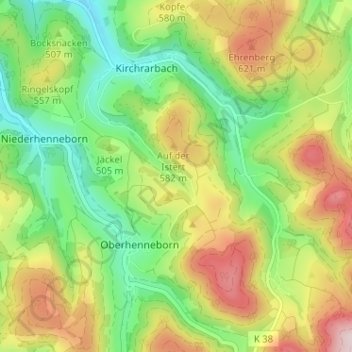 Topografische Karte Sellmecke, Höhe, Relief