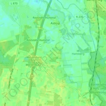 Topografische Karte Höven, Höhe, Relief