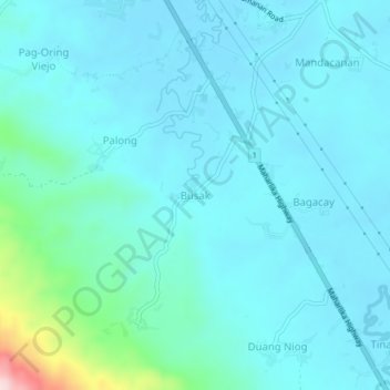 Topografische Karte Busak, Höhe, Relief