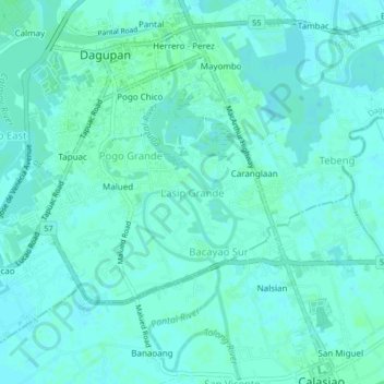 Topografische Karte Lasip Grande, Höhe, Relief