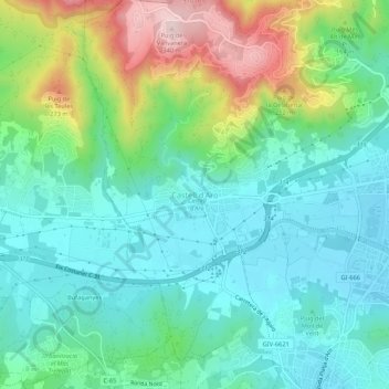 Topografische Karte Castell d'Aro, Höhe, Relief