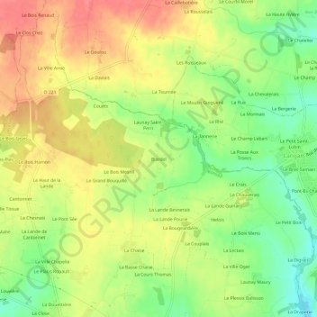 Topografische Karte Biardel, Höhe, Relief