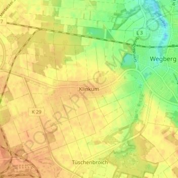 Topografische Karte Klinkum, Höhe, Relief