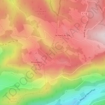Topografische Karte Le Peupré, Höhe, Relief