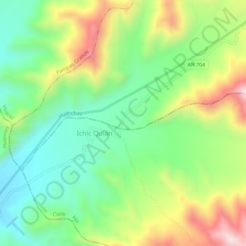 Topografische Karte Janca, Höhe, Relief