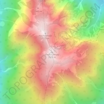 Topografische Karte Vorderunnutz, Höhe, Relief