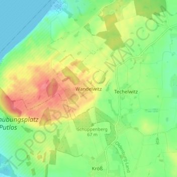 Topografische Karte Wandelwitz, Höhe, Relief