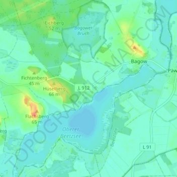 Topografische Karte Bollmannsruh, Höhe, Relief