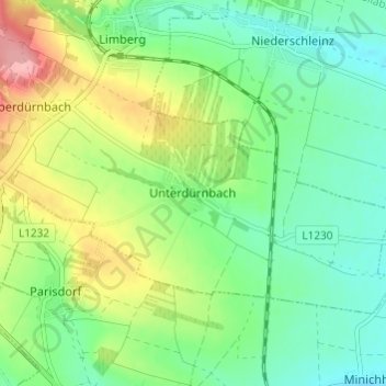 Topografische Karte Unterdürnbach, Höhe, Relief