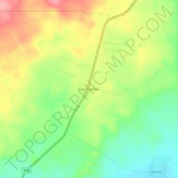 Topografische Karte San Ramon, Höhe, Relief
