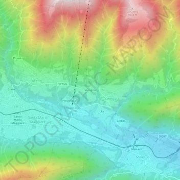 Topografische Karte Vocogno, Höhe, Relief