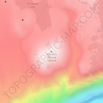 Topografische Karte Vulcan's Throne, Höhe, Relief