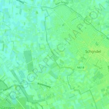 Topografische Karte Elde, Höhe, Relief