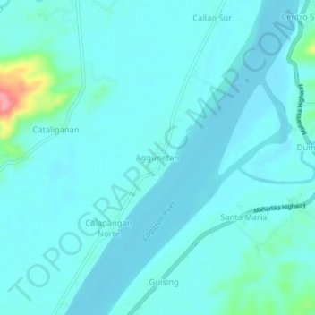 Topografische Karte Aggunetan, Höhe, Relief