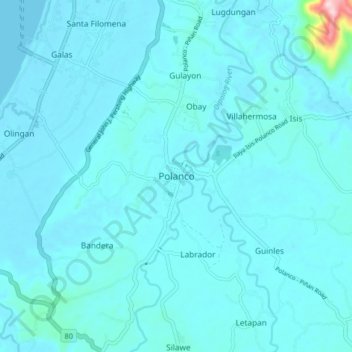 Topografische Karte Polanco, Höhe, Relief