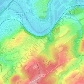 Topografische Karte Lüdge He, Höhe, Relief