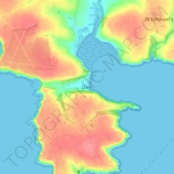 Topografische Karte Dale, Höhe, Relief
