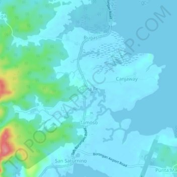 Topografische Karte Santa Fe, Höhe, Relief