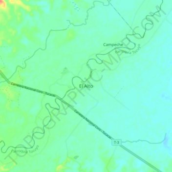 Topografische Karte El Alto, Höhe, Relief