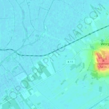 Topografische Karte Weyermoor, Höhe, Relief